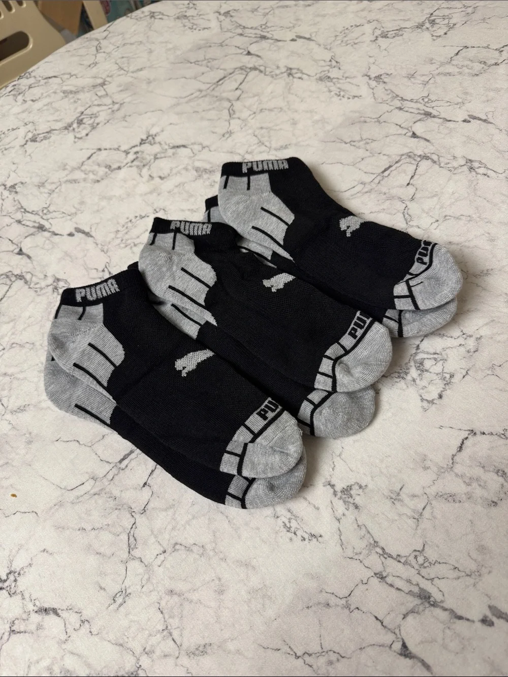 Puma Men’s Black and Gray Low-Cut Athletic Socks - 3 Pack